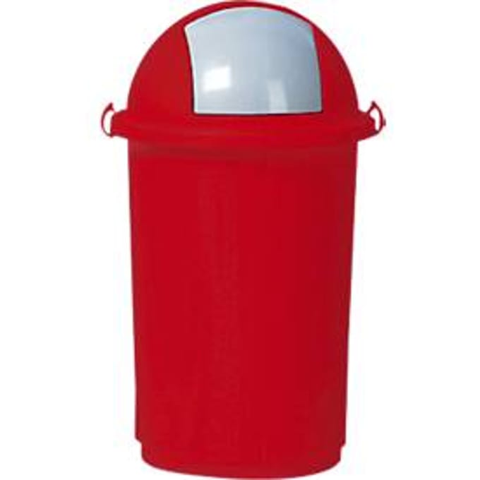 Afvalbak, kunststof, Ø 410 x H 760 mm, 50 liter, rood