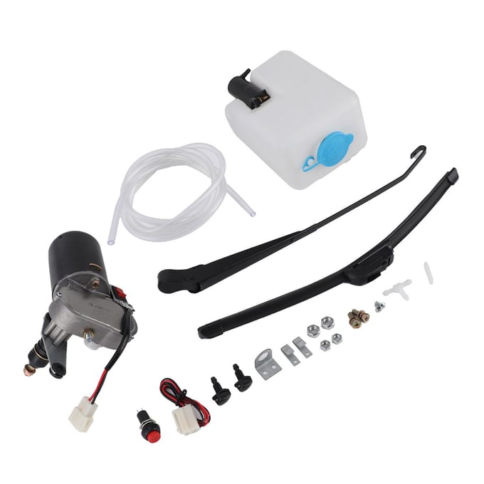 Elektrische Ruitenwisser Montagekit Motor Wisblad Arm Watersproeier Pot Slang voor UTV ATV white