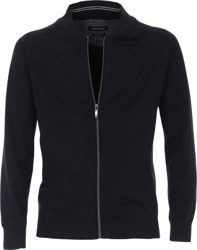 CASA MODA heren vest katoen - met rits - donkerblauw