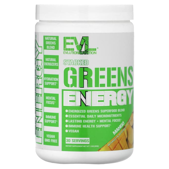 EVLution Nutrition, Stacked Greens Energy, Mangue, 7,2 oz (204g)