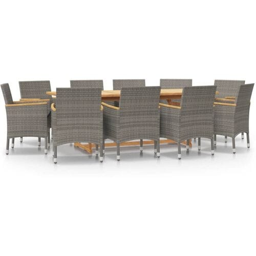 vidaXL - 11-delige - Tuinset - met - kussens - grijs
