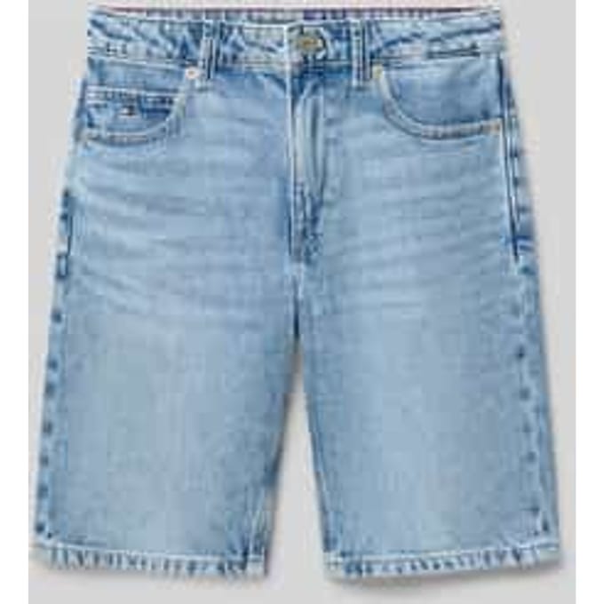 korte jeans in straight fit van een mix van katoen en lyocell
