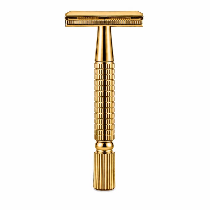 INTER-ESQUE - Rafety Razor + Scheermesjes - Veiligheidsscheermes - Inclusief 5 Mesjes - Double Edge - Vrouwen & Mannen - Goud