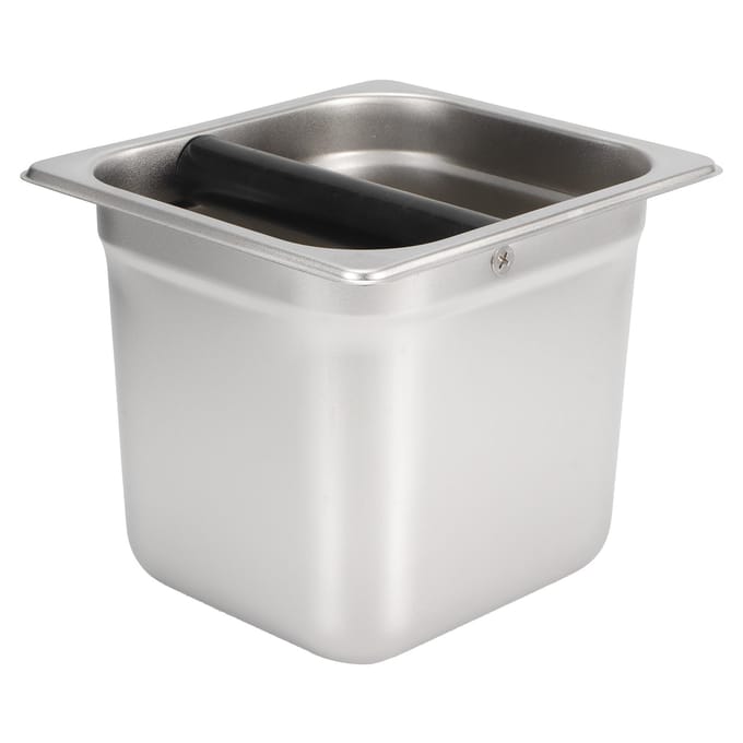 Knock Box Roestvrij Staal Vierkant Koffiedik Container Afvalbak met Houten Doos black