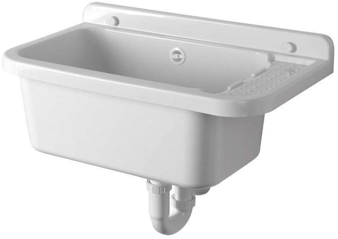 Aqualine Keramiek - Hangende uitstortgootsteen met afdruipdeel 60x34 cm, kuntstof/wit PI5060