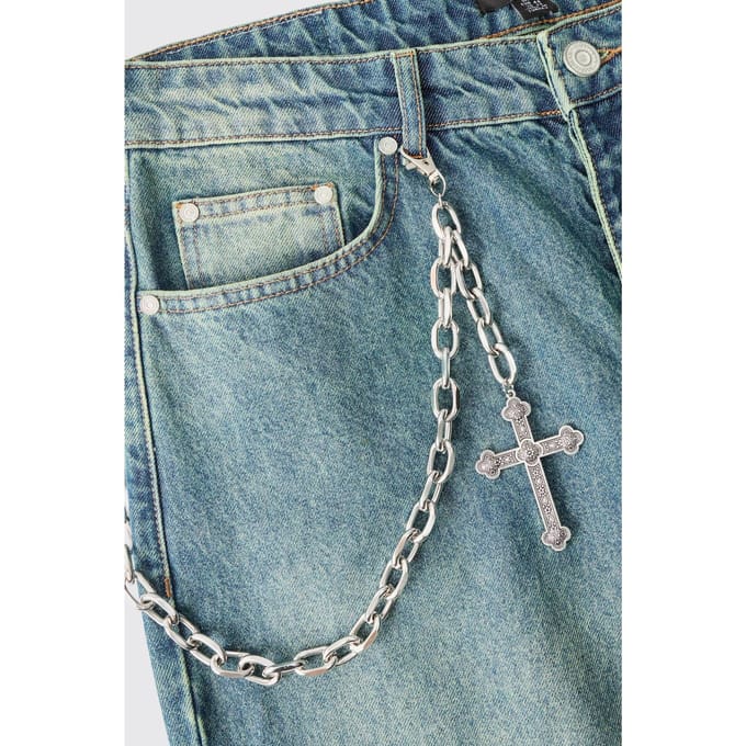 Cross Skull Jean-ketting in zilver | Silver