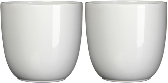 Mica Decorations Bloempot - 2x - wit - glanzend - keramiek - 22x20 cm - plantenpotten