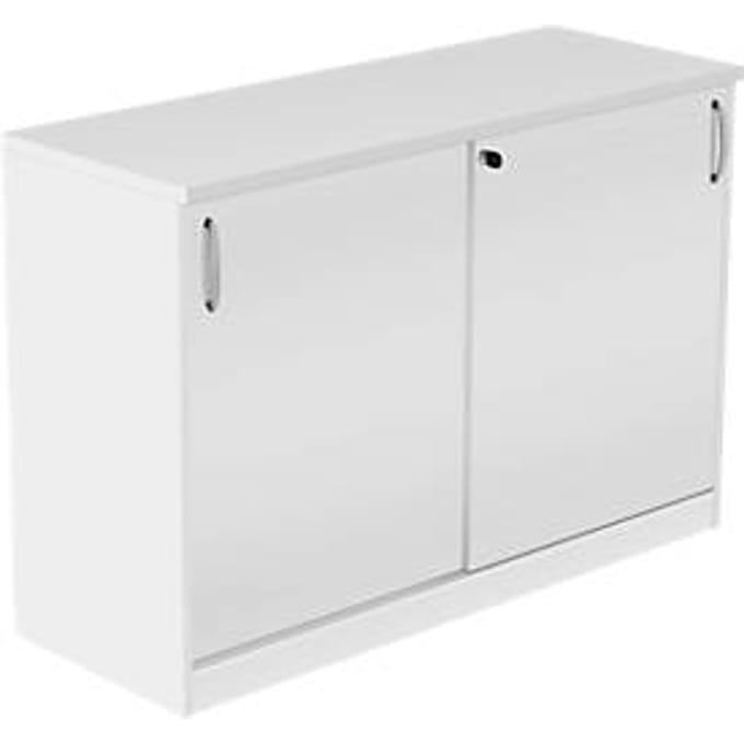 Schuifdeurenkast NEVADA - houten - B 1200 x D 445 x H 825 mm - 2 OH - wit