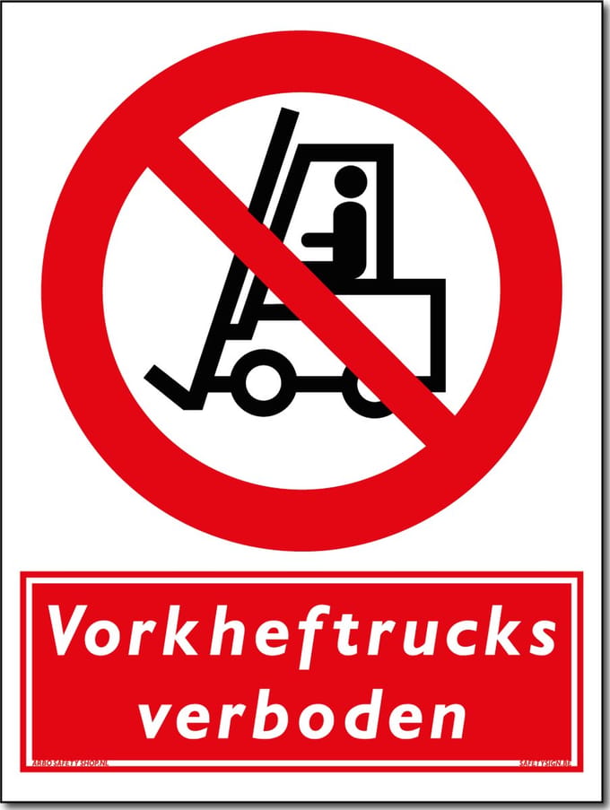 Vorkheftrucks bord - Verboden - Forex - 30 x 40 cm