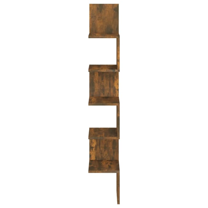vidaXL - Hoekwandschap - 20x20x127,5 - cm - bewerkt - hout - gerookt - eikenkleurig