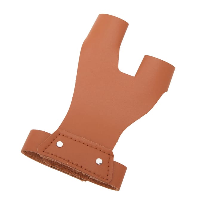 Boogschieten Handschoen Bruin Handbeschermer PU Leer 2 Vinger Beschermer Linker Hand Beschermende Guard