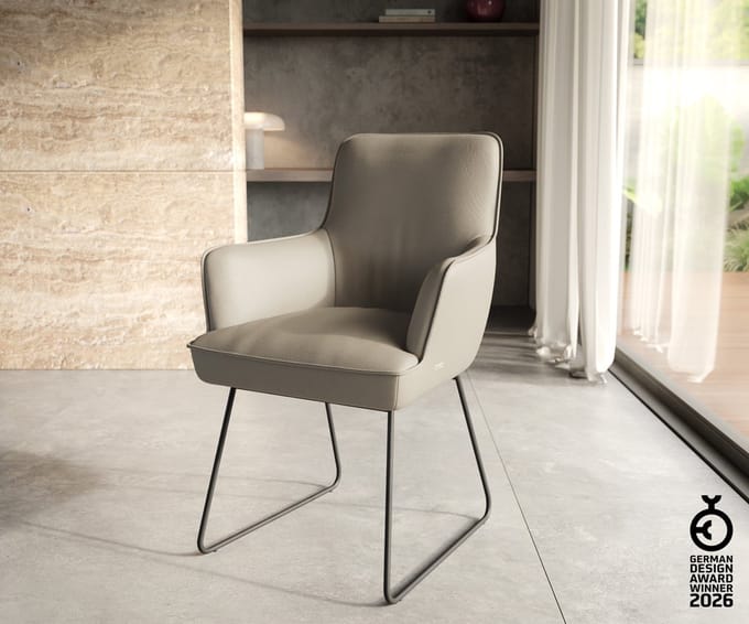 Eetkamertafel Edge keramiek Calacatta Luxe wit-goud-grijs 200-300x100 kruisframe rechthoek RVS uitschuifbaar