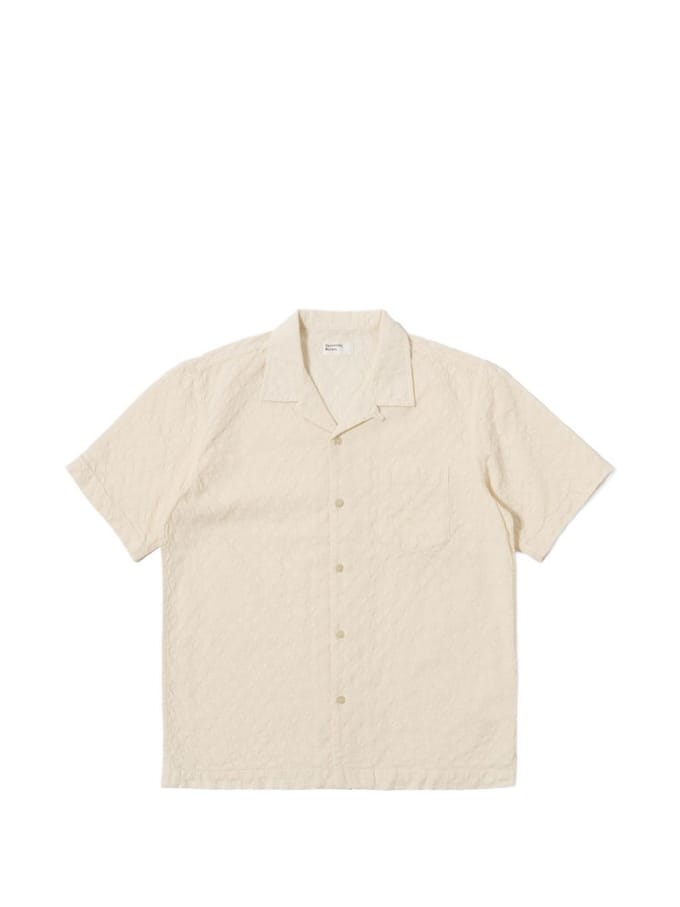 Universal Works Mannen beige shirt korte mouwen