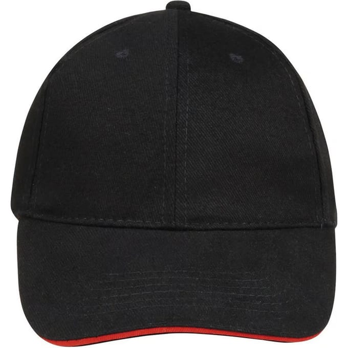 SOLS Buffalo 6 panel baseballpet (Zwart/Rood)