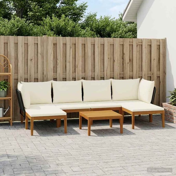 vidaXL - 7 - st - Massief - acaciahout - & - touw - Naturel