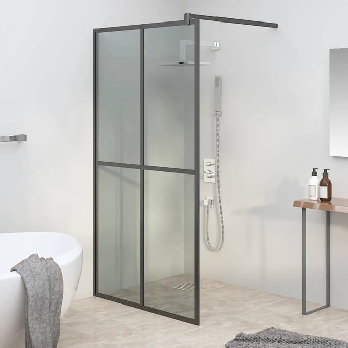 vidaXL - Inloopdouchescherm - 100x195 - cm - donker - gehard - glas