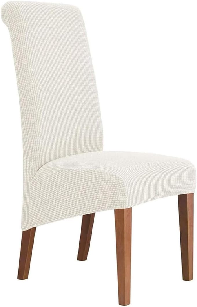 Elastische Stoelhoes voor Grote Eetkamerstoelen, Wasbare Stretch Covers in Melkwit, Bescherming en Stijl voor Meubels