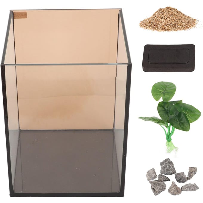 Aquarium en verre Mini Compact Ingénieux Sûr Faible Bruit Changement d'eau Libre Kit d'aquarium pour Table white