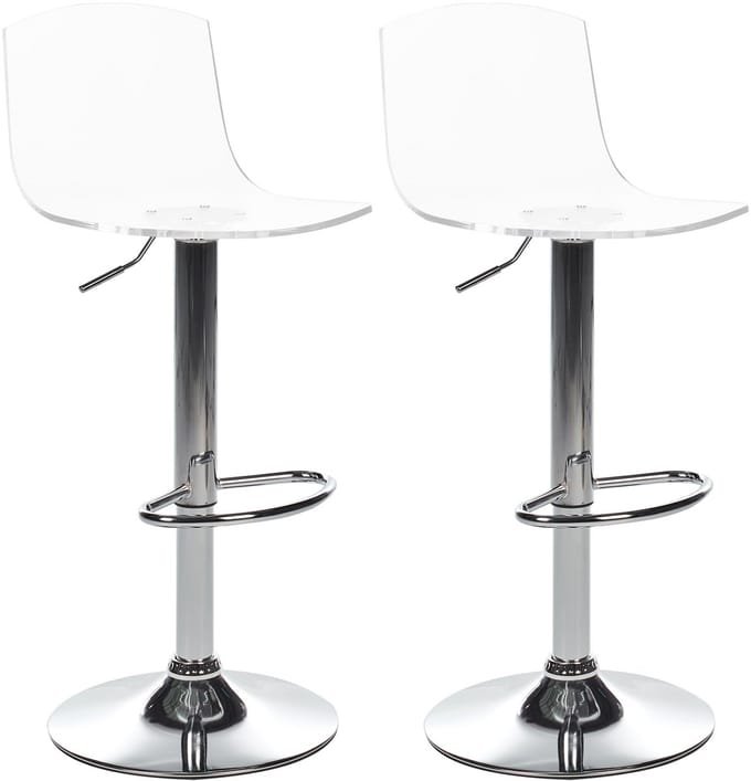 IMOLA - Barkruk verstelbaar set van 2 - Transparant - Acryl
