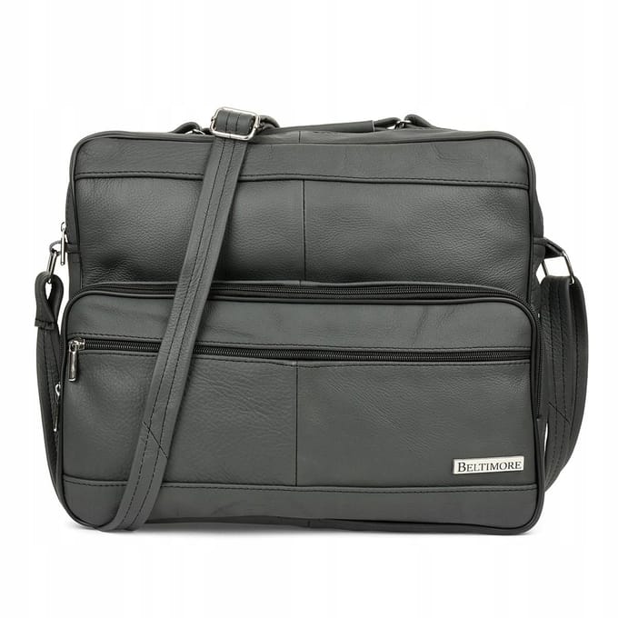 Grote Leren Herentas Werk School A4 Elegant Premium Beltimore Grijs