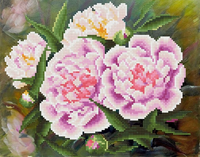 Diamond Dotz diamond painting speelgoed - Romantic Pink Peonies bloemen.