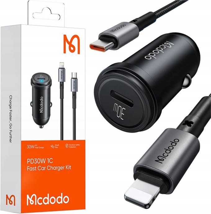 Mcdodo® Autolader - Oplader - Sneladen 30W - USB-C - iPhone kabel
