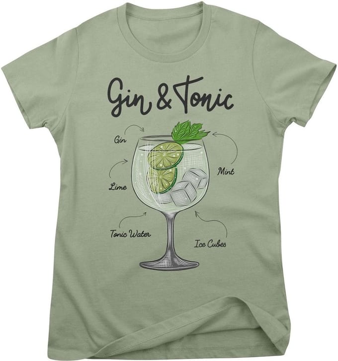Hybris Dames-T-shirt Gin & Tonic Ingredients Girly Tee HY-5-BC018