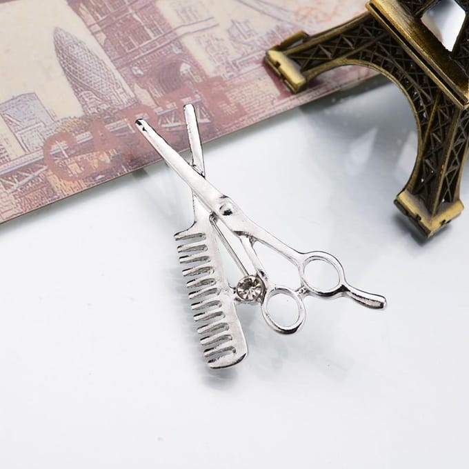 Peigne en cristal, ciseaux, broche, chapeau, collier, clips, hijab, broches, mariage argenté