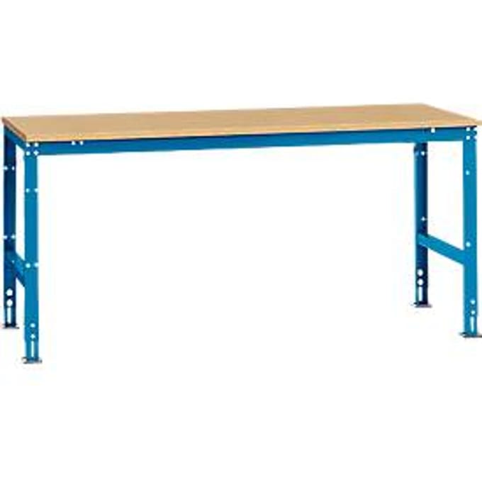 Manuflex werktafel UNIVERSAL Standaard, 2000 x 1000 mm, multiplex natuur, lichtblauw