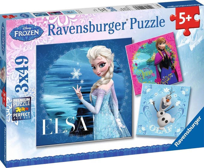 Ravensburger puzzel Disney Frozen Elsa, Anna & Olaf - 3x49 stukjes - kinderpuzzel
