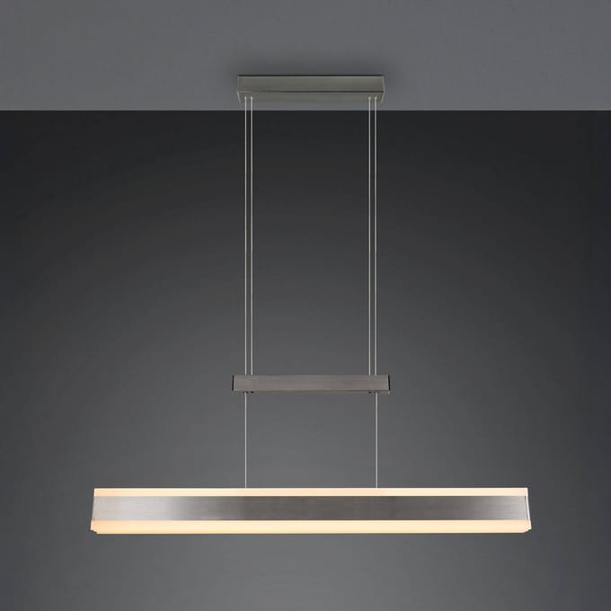 Trio Lighting LED hanglamp Arcola, nikkelkleurig, 152 cm, CCT-touchdimmer