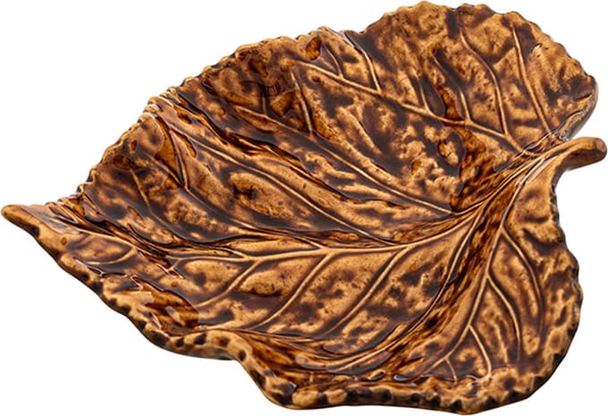 Bordallo Pinheiro -Schaaltje Birch leaf Gudrun brown - Claudia Schiffer - 2 stuks