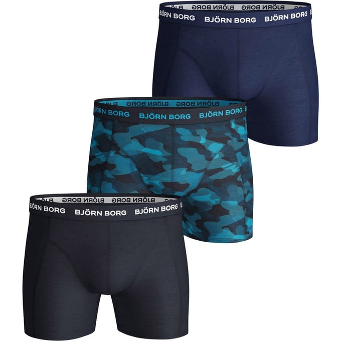 Björn Borg - Heren Onderbroeken 3-Pack Boxers - Blauw - Maat S