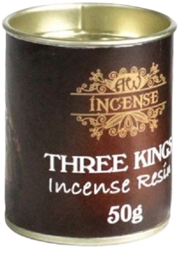 AW incense - drie koningen -three kings - wierookhars - kartonnen blik - 1 blikje 50gr - wierookkorrels