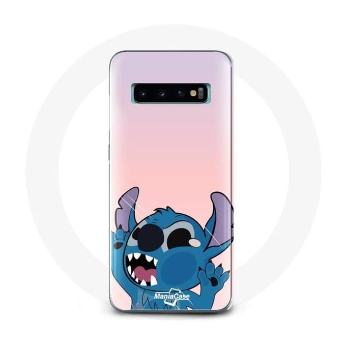 Coque pour Samsung Galaxy s10 plus Stitch le Nez en l'air fond rose