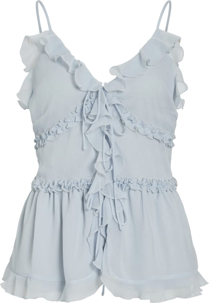 VILA - VIFALIA V-NECK STRAP FRILL TOP/DC/KA - Dames - Blouses