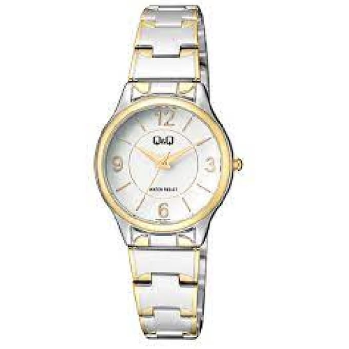 Q&Q-model Q38b-001py-dameshorloge-goud/zilverkleurig-3 bar waterdicht-verstelbare band