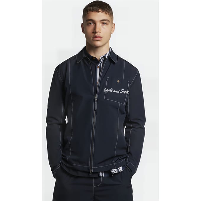 Lyle & Scott Panelled Overshirt Dark Navy Taglia: S | Giacche leggere Outlet | Uomo | Blu