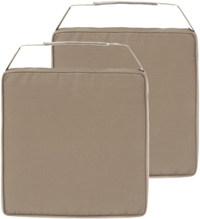 Hespiride Stoelkussen Gerona - 2x - 40 x 40 cm - lichtbruin - vierkant - polyester - tuinkussen - buiten