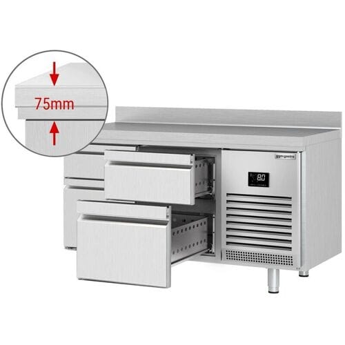 GGM Gastro Kühltisch Premium PLUS - 1468x700mm - 4 Schubladen - Aufkantung