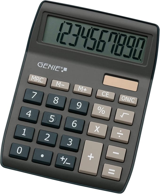 Compacte 10-cijferige bureaurekenmachine met groot display en dual power