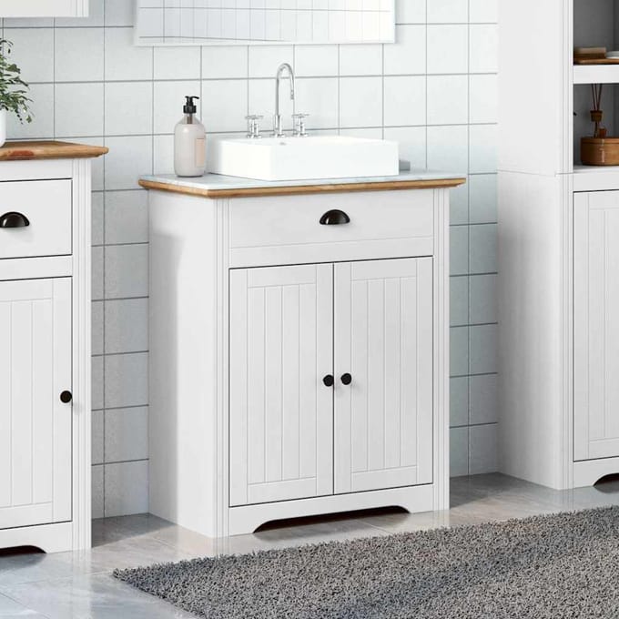 vidaXL - Wastafelkast - BODO - 70x35x80 - cm - wit - en - bruin