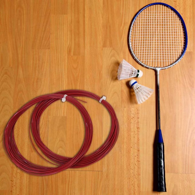 2 stuks Duurzaam 10m Hoge Flexibiliteit Badminton Snaar Lijn Trainingsracket Racket Snaren (wit) orange