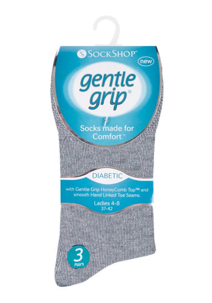 Gentle Grip - 6 paar diabetische damessokken - Grijs 36