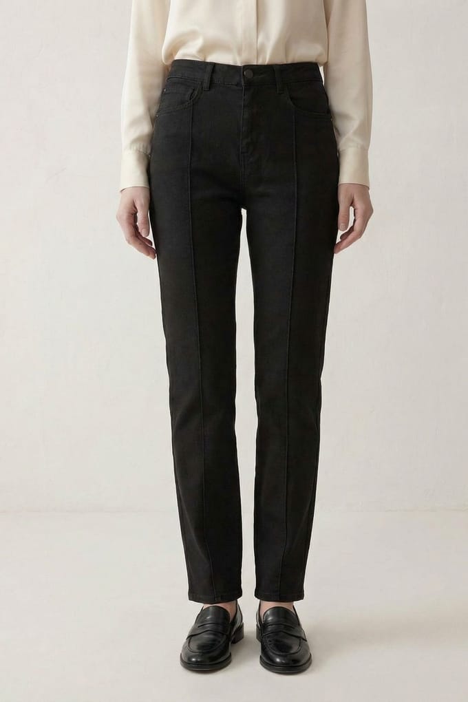 Hoge taille rechte jeans met zakken