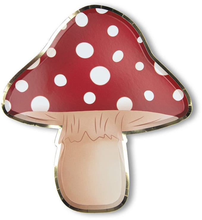 PARTYPRO - 8 rood-witte paddestoel papieren borden 23 cm met stippen