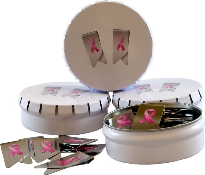 Paperclips met pink bow/ribbon | 4 blikje | 100 paperclips