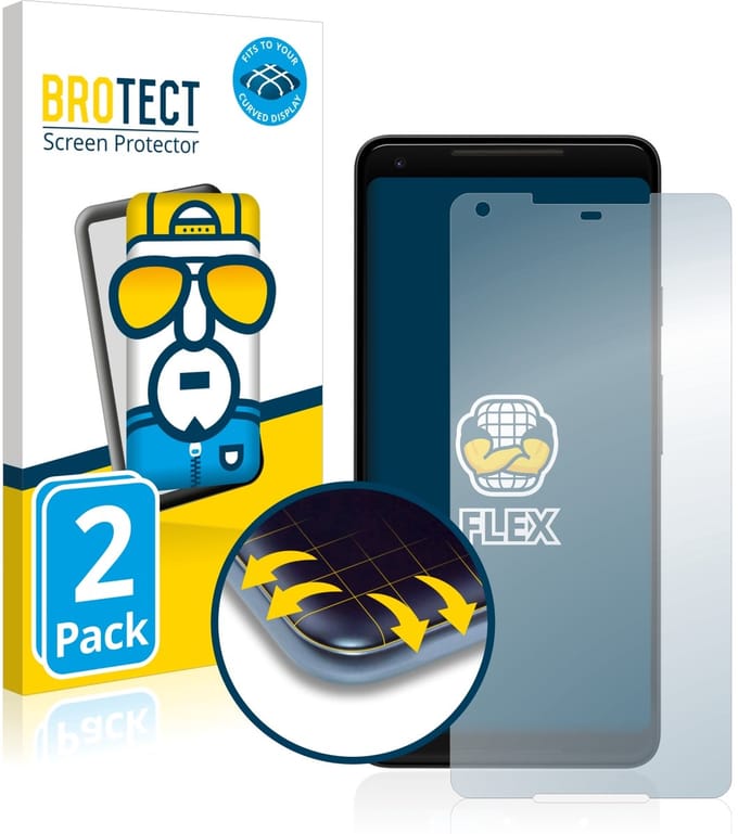BROTECT - Screenprotector voor Google Pixel 2 XL - Folie Beschermfolie transparant volledig dekking - 2 Stuks