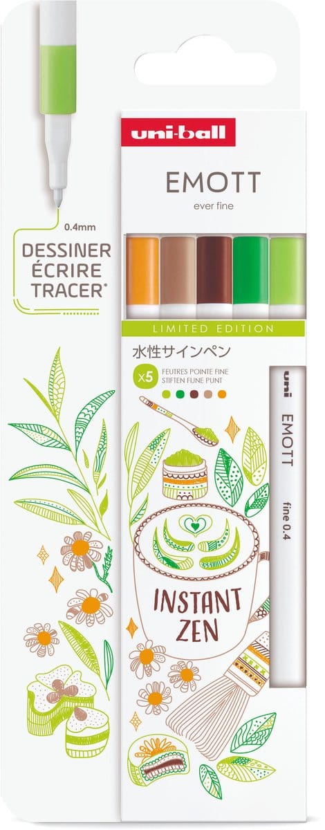 Uni Emott Fineliner Set 5 Stuks Instant Zen