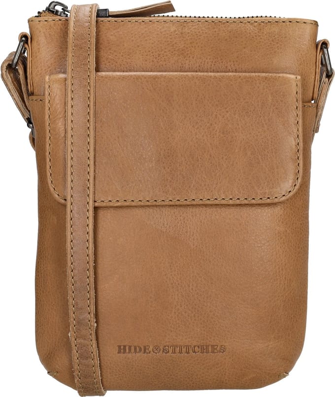 Hide & Stitches Porto Crossbodytas - Taupe - 100% Leer.